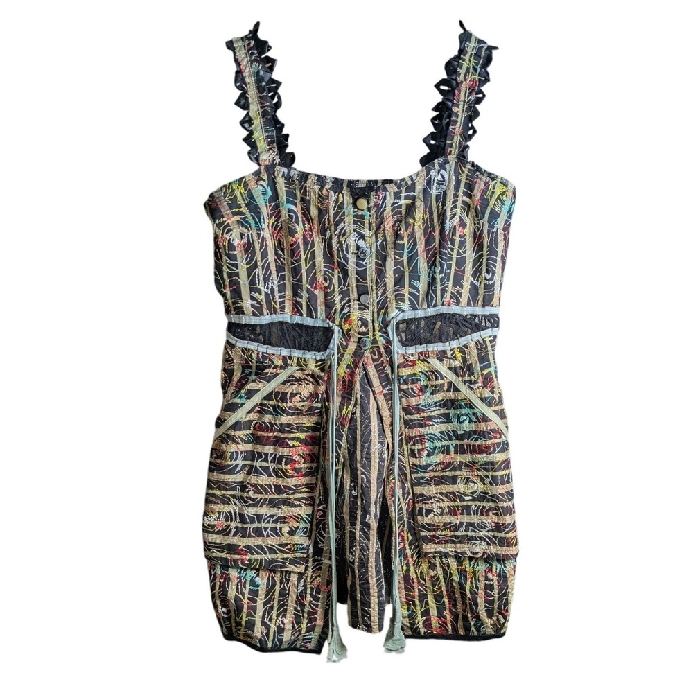 Rare Save the Queen! Archival Babydoll Top M Italian Avant Garde Mixed Media